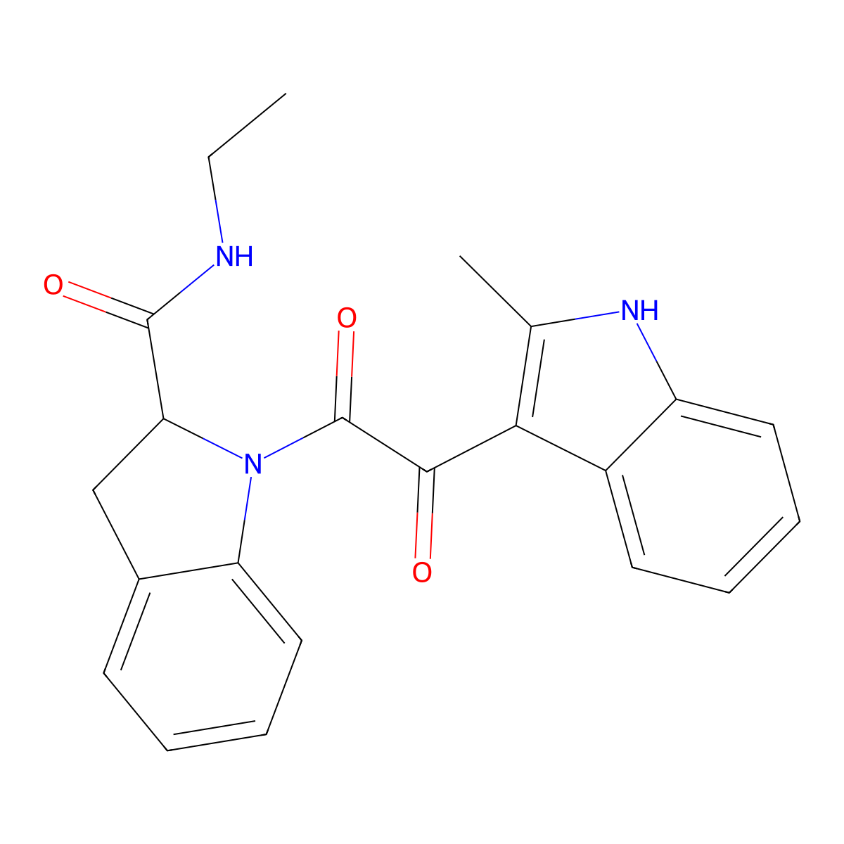 N-ethyl-1-(2-(2-methyl-1H-indol-3-yl)-2-oxoacetyl)indoline-2-carboxamide molecular structure, CAS 1101640-28-1