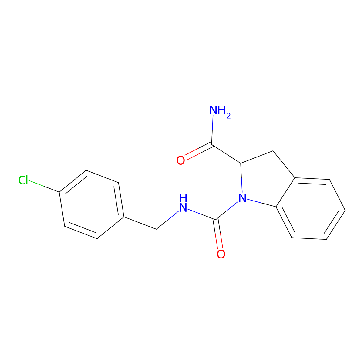 N1-(4-chlorobenzyl)indoline-1,2-dicarboxamide molecular structure, CAS 1101640-70-3