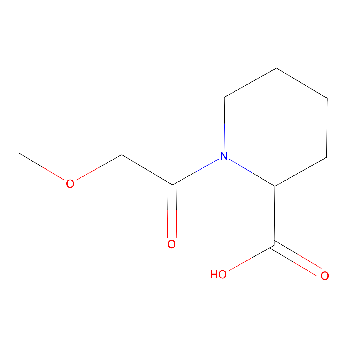 1-(2-Methoxyacetyl)-2-piperidinecarboxylic acid molecular structure, CAS 1101744-04-0