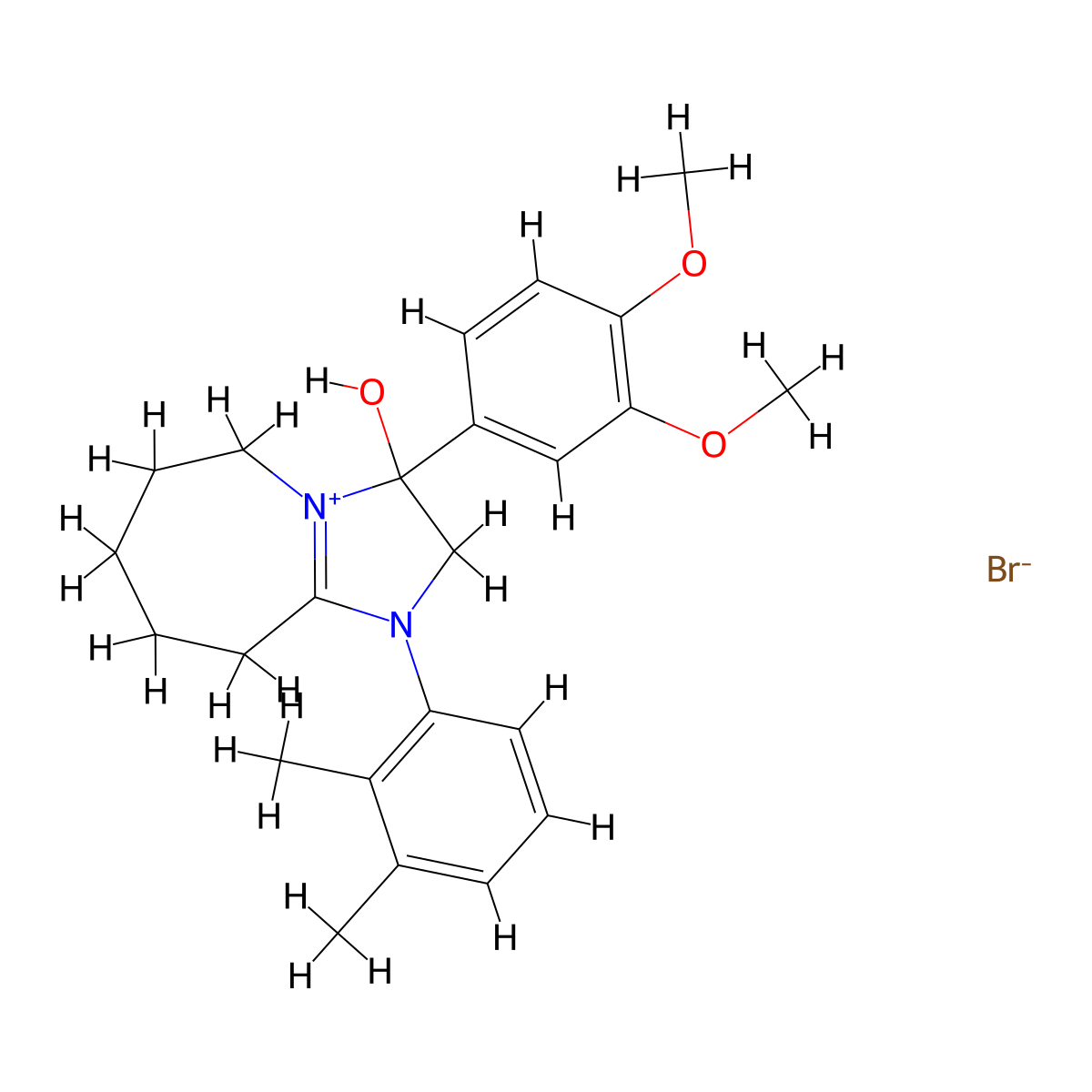 3-(3,4-dimethoxyphenyl)-1-(2,3-dimethylphenyl)-3-hydroxy-3,5,6,7,8,9-hexahydro-2H-imidazo[1,2-a]azepin-1-ium bromide molecular structure, CAS 1101745-40-7