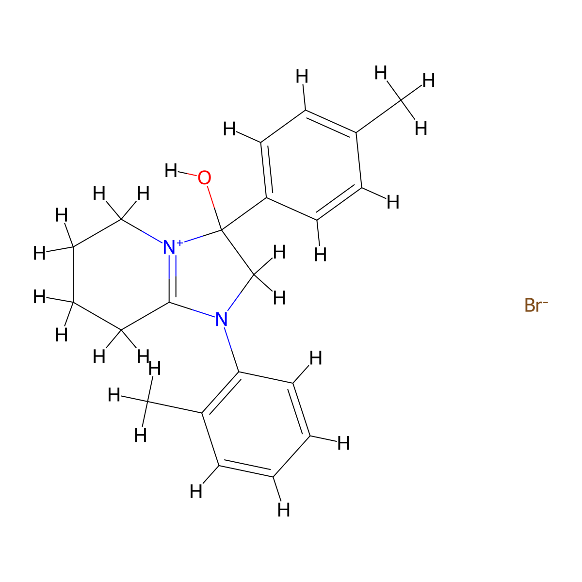 3-Hydroxy-1-(o-tolyl)-3-(p-tolyl)-2,3,5,6,7,8-hexahydroimidazo[1,2-a]pyridin-1-ium bromide molecular structure, CAS 1101746-20-6