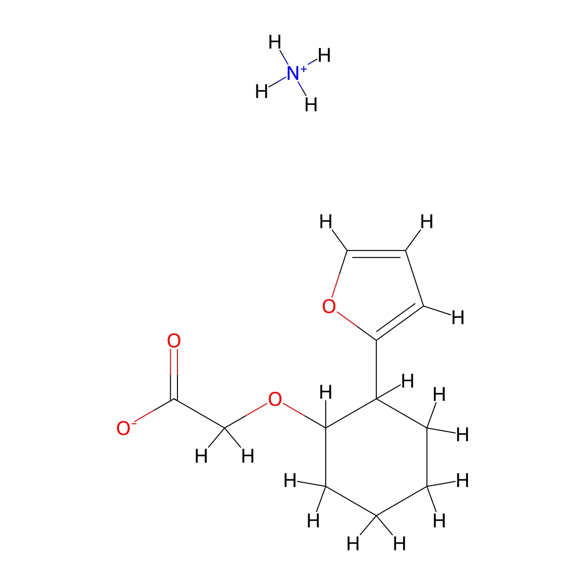 Ammonium {[2-(2-furyl)cyclohexyl]oxy}acetate molecular structure, CAS 1101747-43-6