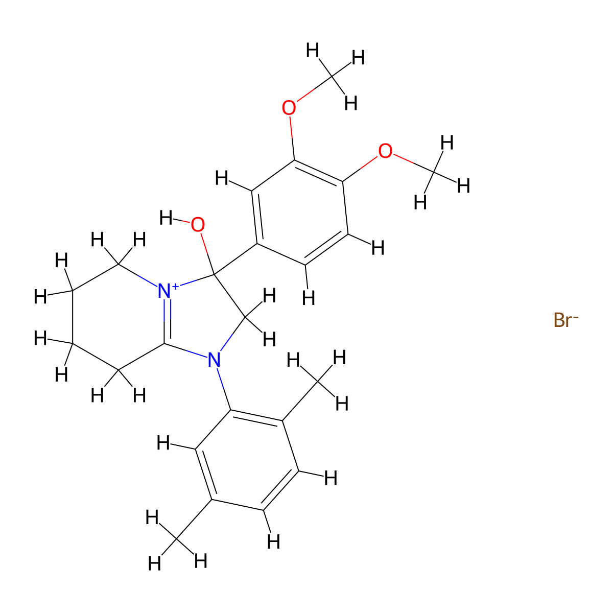 3-(3,4-Dimethoxyphenyl)-1-(2,5-dimethylphenyl)-3-hydroxy-2,3,5,6,7,8-hexahydroimidazo[1,2-a]pyridin-1-ium bromide molecular structure, CAS 1101751-13-6