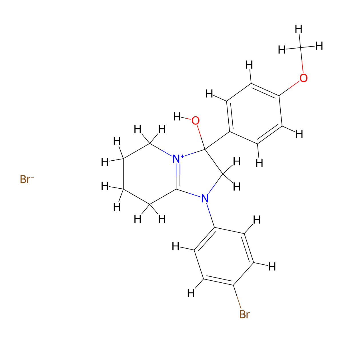 1-(4-Bromophenyl)-3-hydroxy-3-(4-methoxyphenyl)-2,3,5,6,7,8-hexahydroimidazo[1,2-a]pyridin-1-ium bromide molecular structure, CAS 1101751-82-9