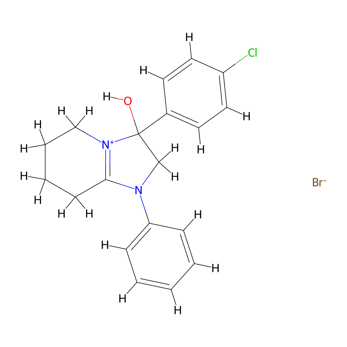 3-(4-Chlorophenyl)-3-hydroxy-1-phenyl-2,3,5,6,7,8-hexahydroimidazo[1,2-a]pyridin-1-ium bromide molecular structure, CAS 1101751-91-0