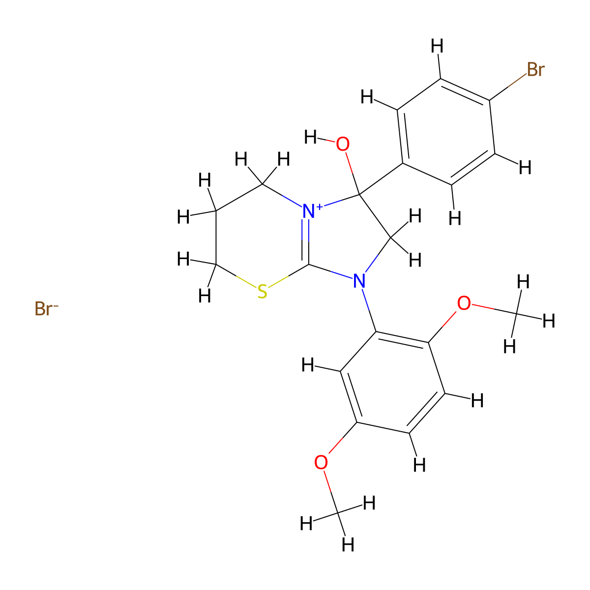3-(4-bromophenyl)-1-(2,5-dimethoxyphenyl)-3-hydroxy-3,5,6,7-tetrahydro-2H-imidazo[2,1-b][1,3]thiazin-1-ium bromide molecular structure, CAS 1101752-77-5