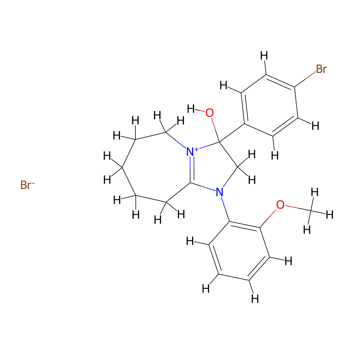 3-(4-bromophenyl)-3-hydroxy-1-(2-methoxyphenyl)-3,5,6,7,8,9-hexahydro-2H-imidazo[1,2-a]azepin-1-ium bromide molecular structure, CAS 1101776-40-2