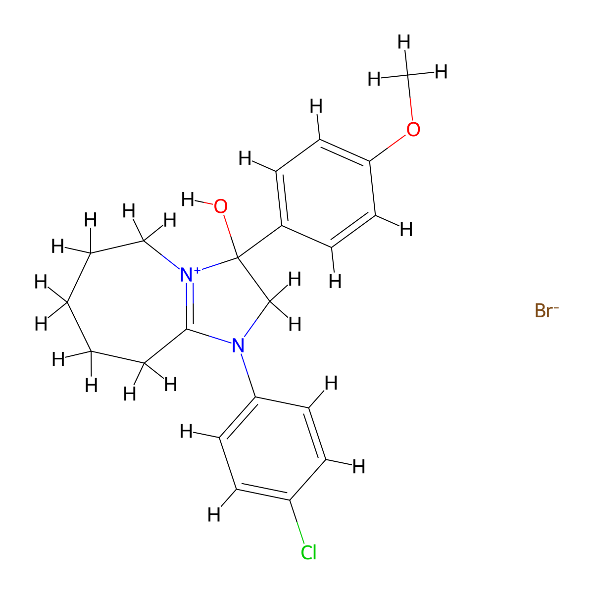 1-(4-chlorophenyl)-3-hydroxy-3-(4-methoxyphenyl)-3,5,6,7,8,9-hexahydro-2H-imidazo[1,2-a]azepin-1-ium bromide molecular structure, CAS 1101776-47-9