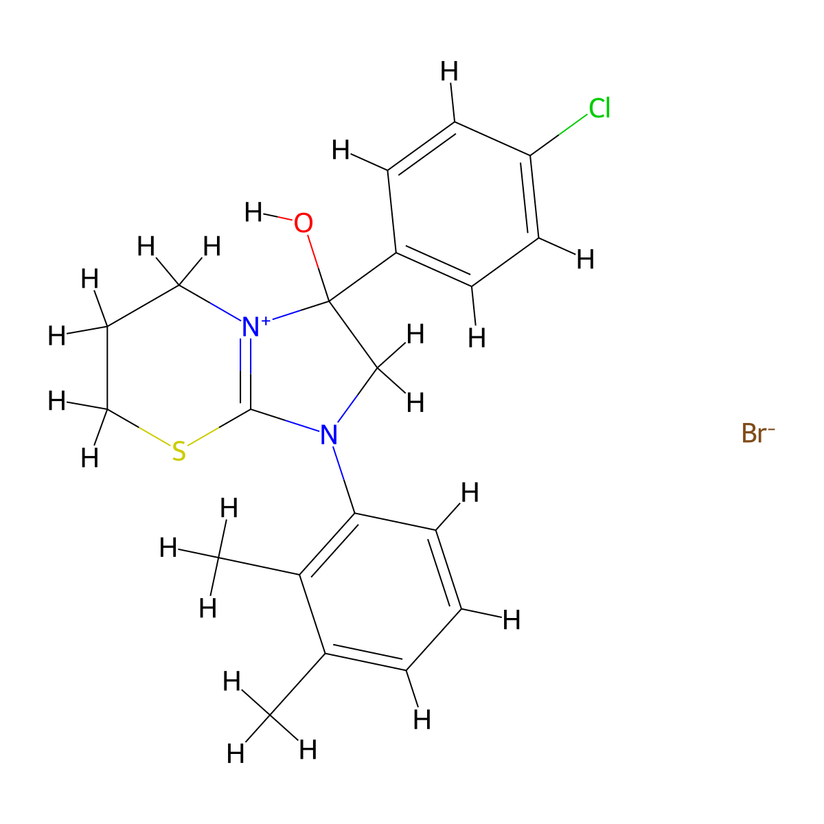 3-(4-chlorophenyl)-1-(2,3-dimethylphenyl)-3-hydroxy-3,5,6,7-tetrahydro-2H-imidazo[2,1-b][1,3]thiazin-1-ium bromide molecular structure, CAS 1101776-55-9