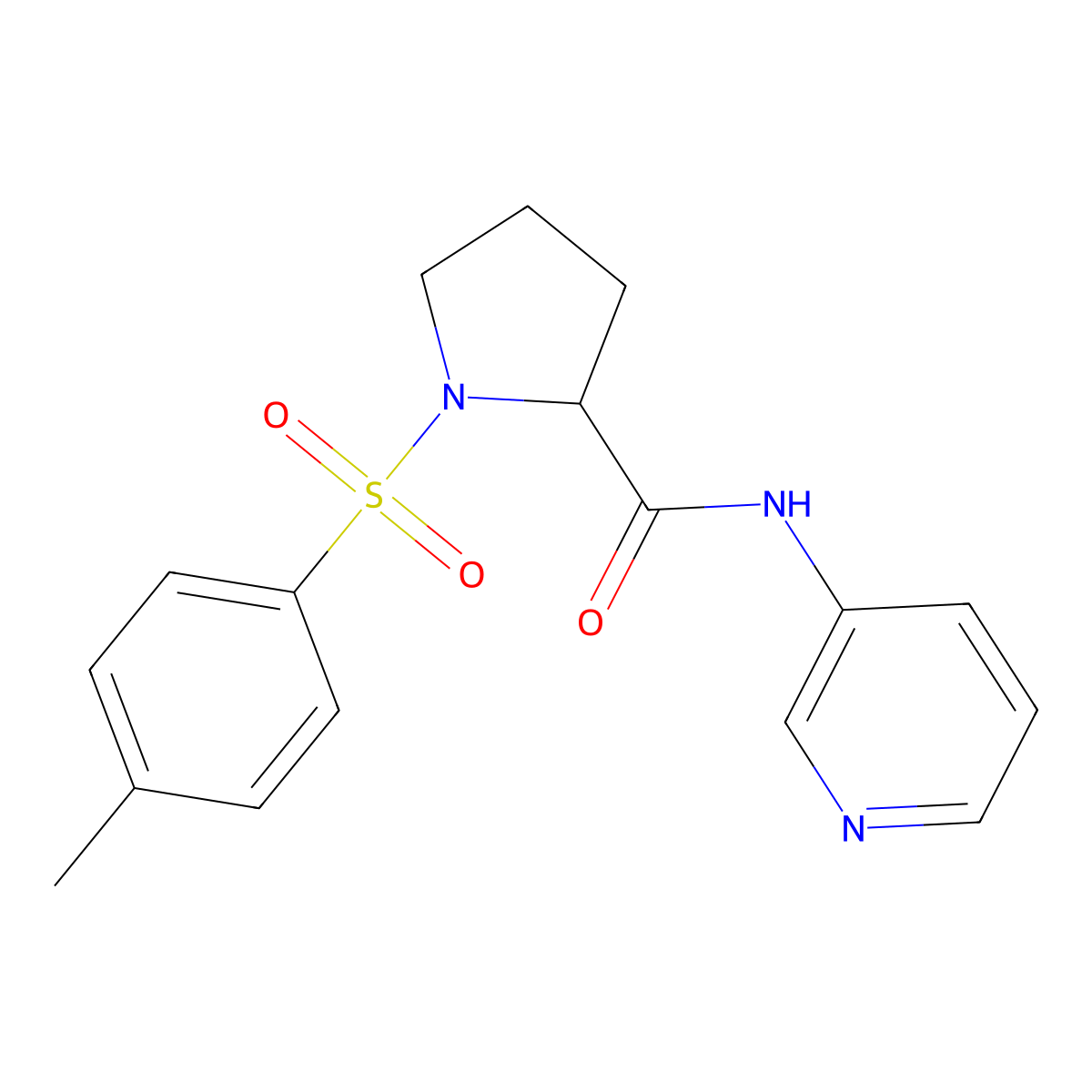 N-(pyridin-3-yl)-1-tosylpyrrolidine-2-carboxamide molecular structure, CAS 1101777-75-6