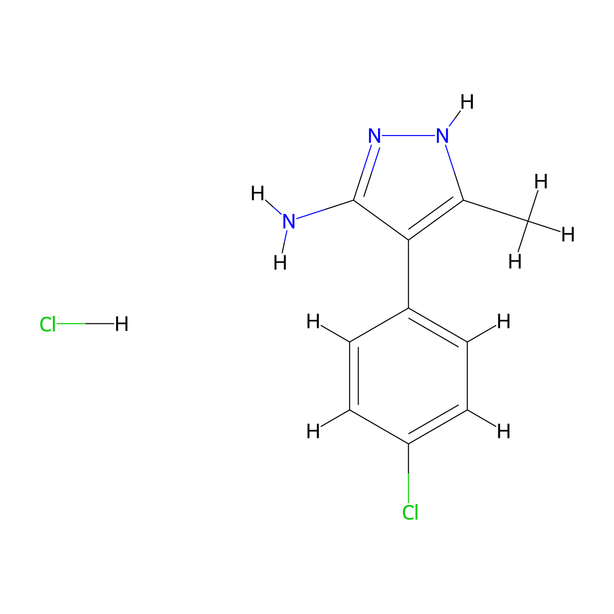4-(4-chlorophenyl)-3-methyl-1H-pyrazol-5-amine hydrochloride molecular structure, CAS 1101780-51-1