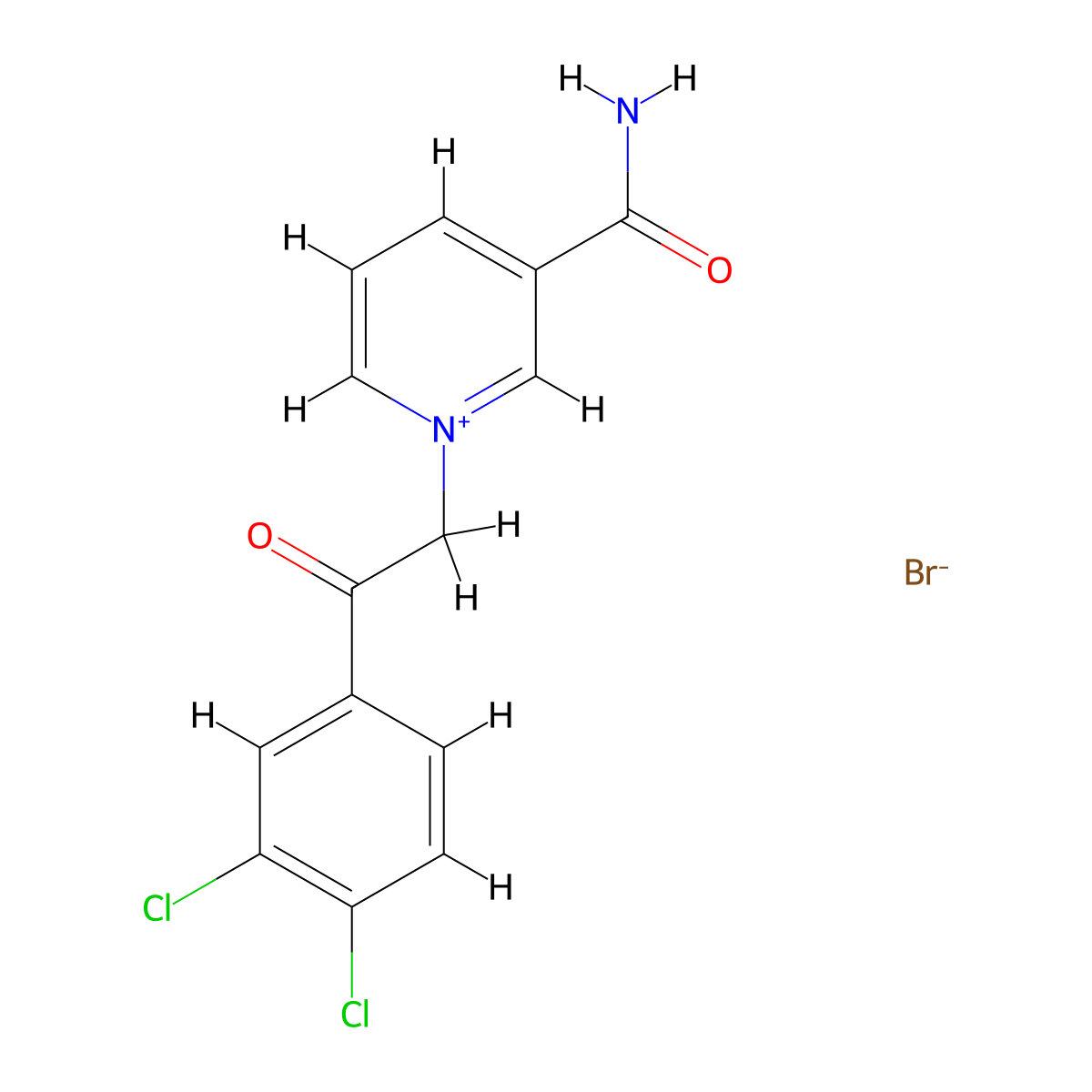 3-Carbamoyl-1-[2-(3,4-dichlorophenyl)-2-oxoethyl]pyridin-1-ium bromide molecular structure, CAS 1101781-96-7