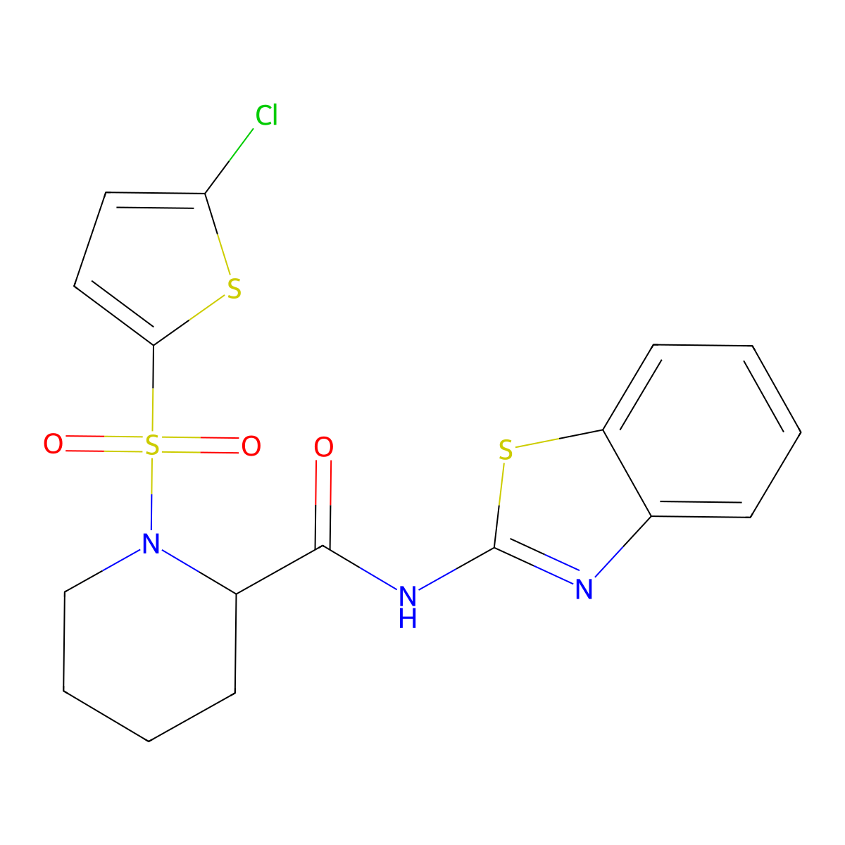 N-(benzo[d]thiazol-2-yl)-1-((5-chlorothiophen-2-yl)sulfonyl)piperidine-2-carboxamide molecular structure, CAS 1101786-27-9