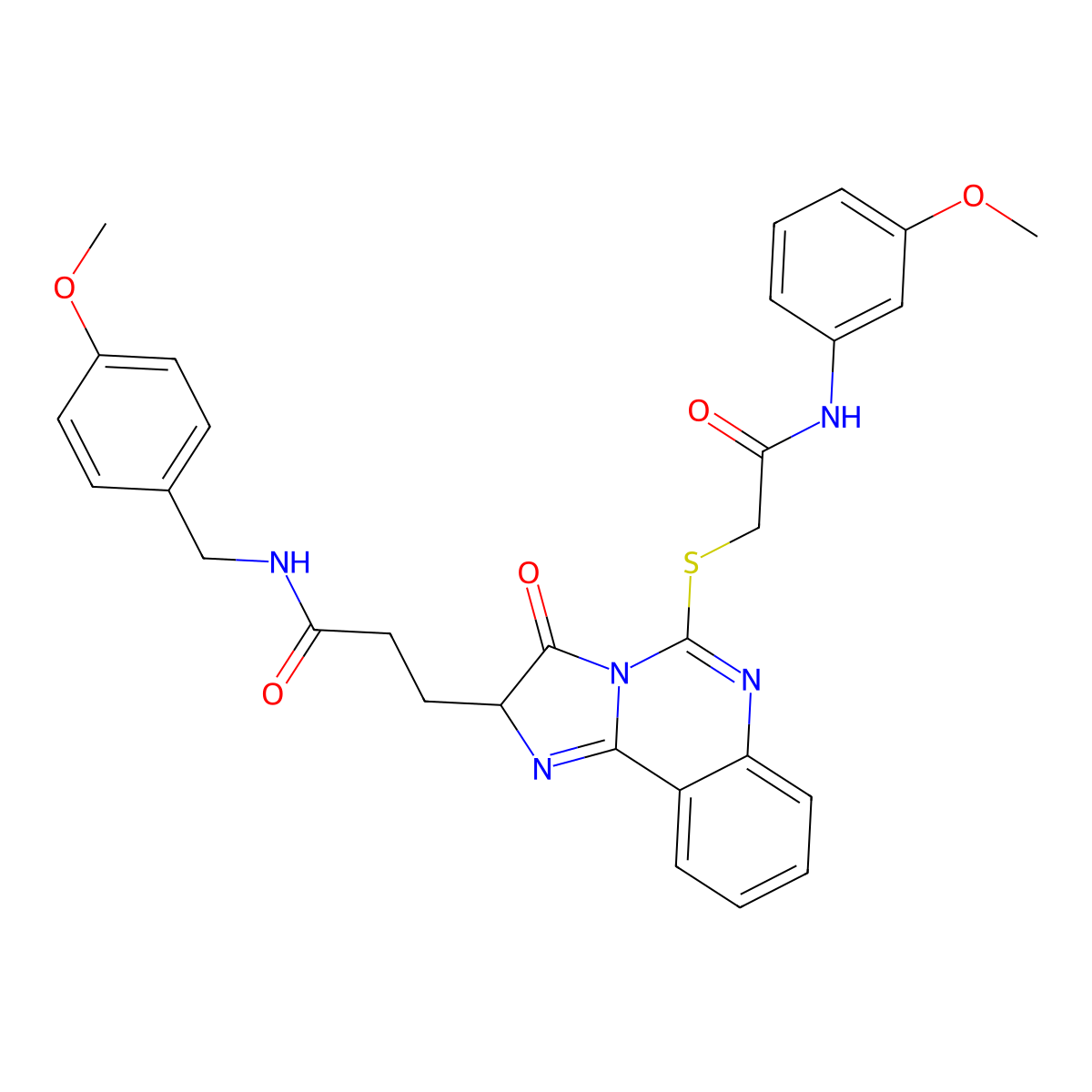 3-[5-({[(3-methoxyphenyl)carbamoyl]methyl}sulfanyl)-3-oxo-2H,3H-imidazo[1,2-c]quinazolin-2-yl]-N-[(4-methoxyphenyl)methyl]propanamide molecular structure, CAS 1101804-13-0