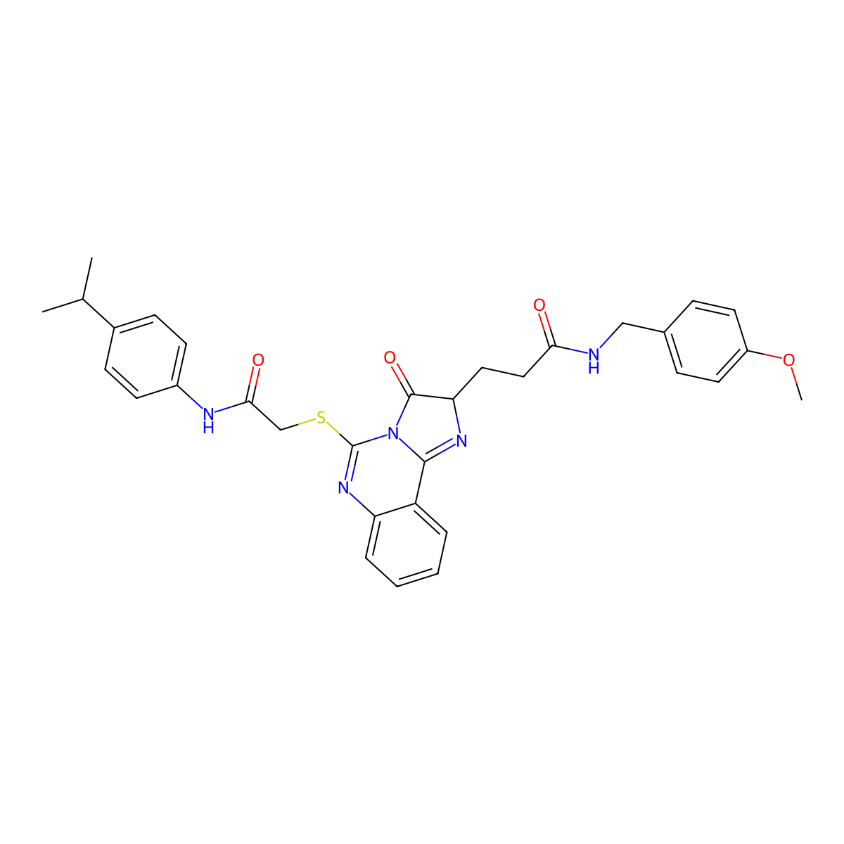 N-[(4-methoxyphenyl)methyl]-3-{3-oxo-5-[({[4-(propan-2-yl)phenyl]carbamoyl}methyl)sulfanyl]-2H,3H-imidazo[1,2-c]quinazolin-2-yl}propanamide molecular structure, CAS 1101804-58-3