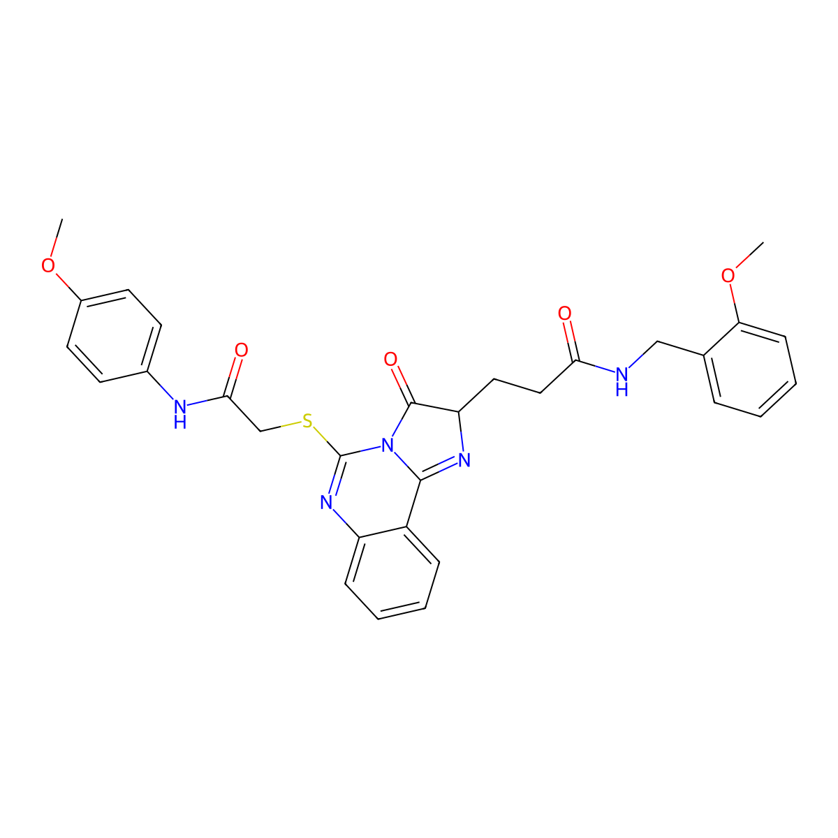 3-[5-({[(4-methoxyphenyl)carbamoyl]methyl}sulfanyl)-3-oxo-2H,3H-imidazo[1,2-c]quinazolin-2-yl]-N-[(2-methoxyphenyl)methyl]propanamide molecular structure, CAS 1101805-35-9
