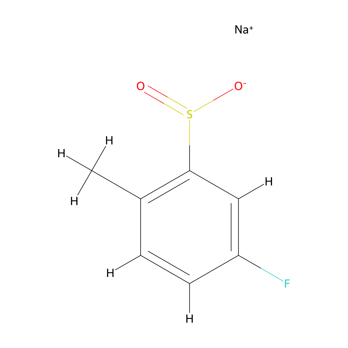 5-Fluoro-2-methylbenzenesulfinic acid sodium salt molecular structure, CAS 1101821-11-7