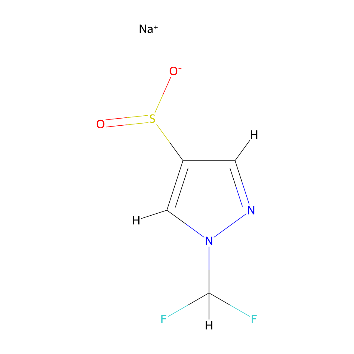 Sodium 1-(difluoromethyl)-1H-pyrazole-4-sulfinate molecular structure, CAS 1101821-28-6