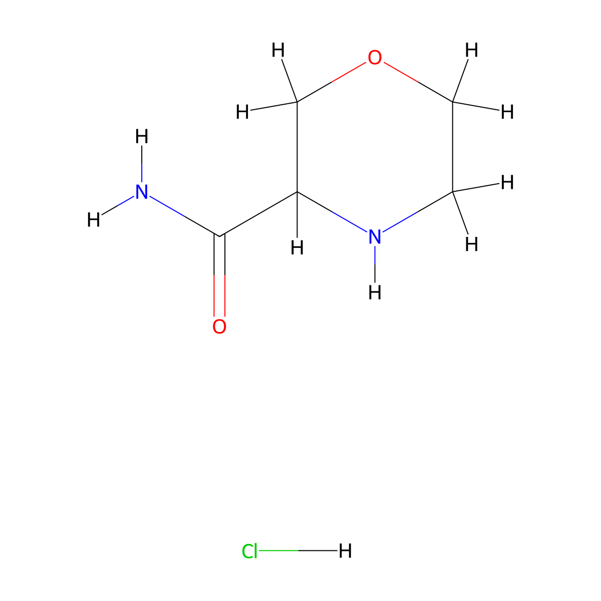 Morpholine-3-carboxylic acid amide hydrochloride molecular structure, CAS 1101822-34-7
