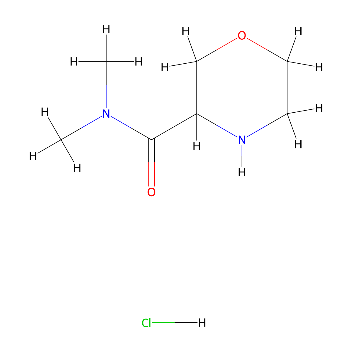 N,N-dimethylmorpholine-3-carboxamide hydrochloride molecular structure, CAS 1101822-35-8