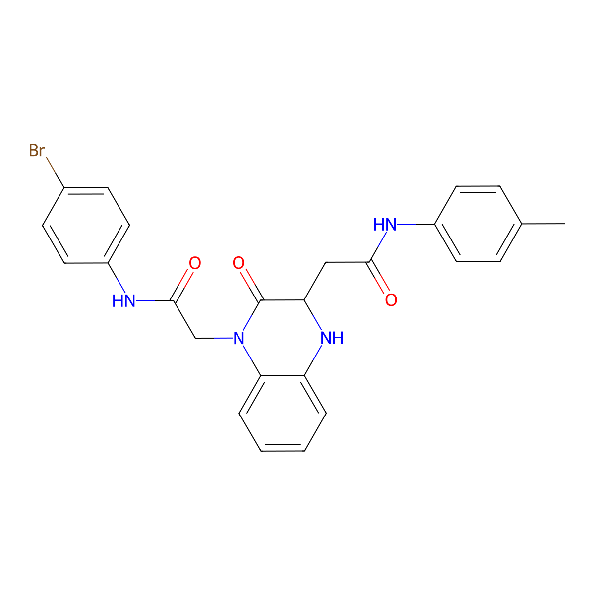 N-(4-bromophenyl)-2-(3-{[(4-methylphenyl)carbamoyl]methyl}-2-oxo-1,2,3,4-tetrahydroquinoxalin-1-yl)acetamide molecular structure, CAS 1101827-96-6
