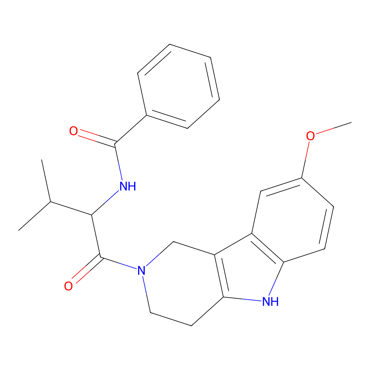 N-[1-(8-methoxy-1,3,4,5-tetrahydro-2H-pyrido[4,3-b]indol-2-yl)-3-methyl-1-oxobutan-2-yl]benzamide molecular structure, CAS 1101836-11-6