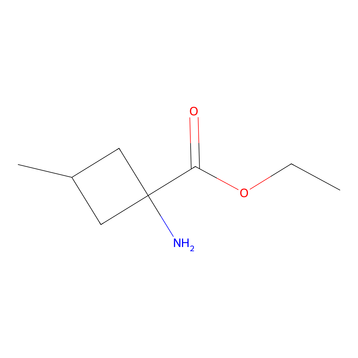 Ethyl 1-amino-3-methylcyclobutanecarboxylate molecular structure, CAS 1101838-45-2