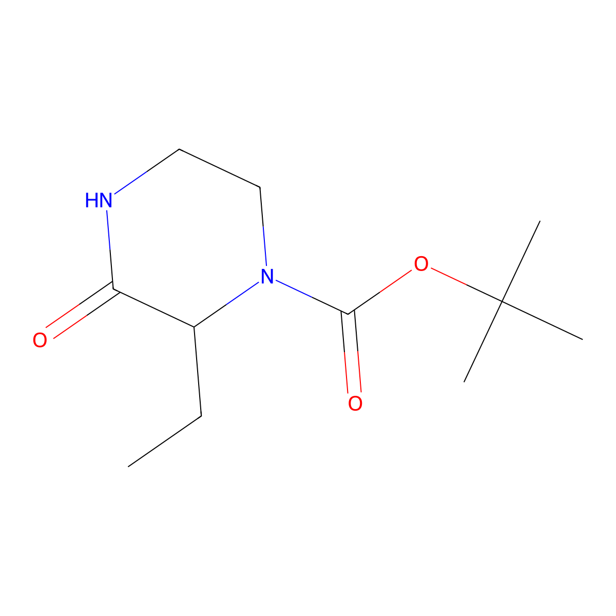 Tert-butyl 2-ethyl-3-oxopiperazine-1-carboxylate molecular structure, CAS 1101840-55-4