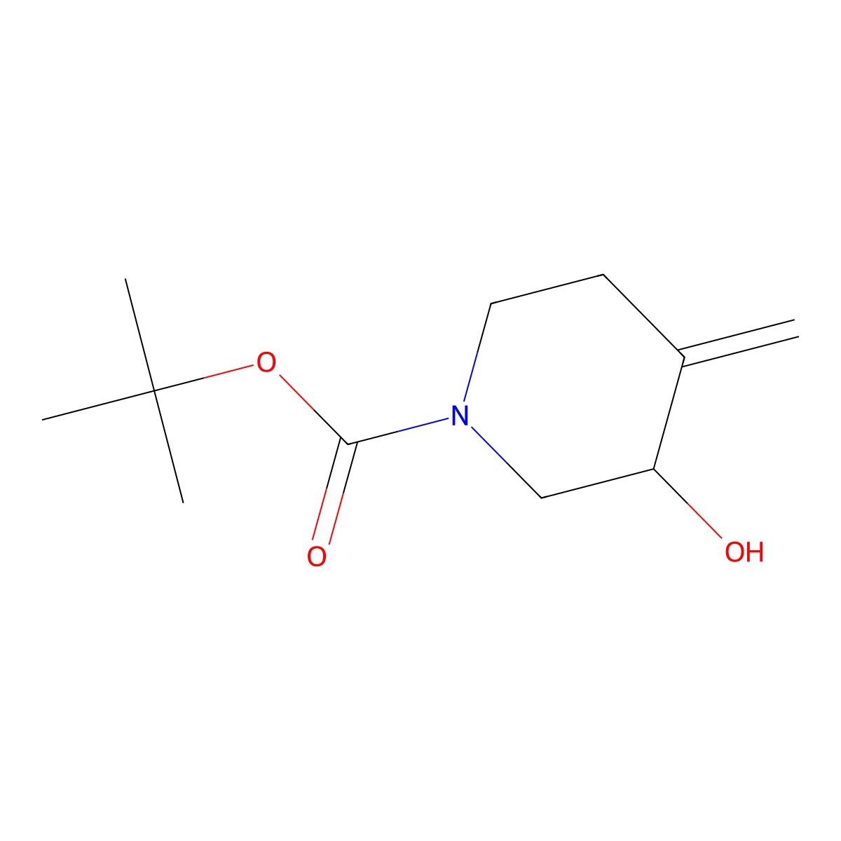 tert-Butyl (S)-3-hydroxy-4-methylenepiperidine-1-carboxylate molecular structure, CAS 1101840-75-8