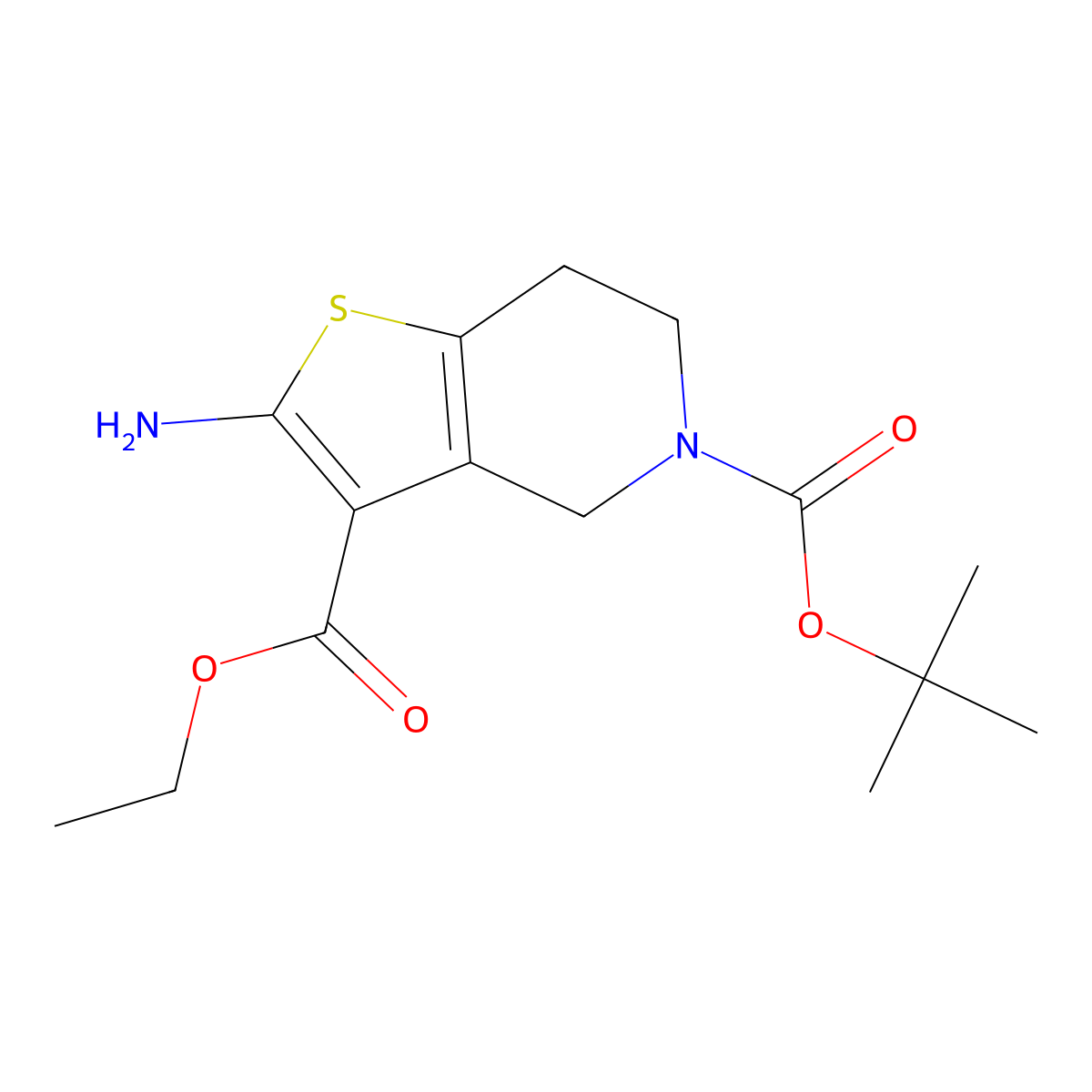 Ethyl 2-amino-5-Boc-6,7-dihydro-4H-thieno[3,2-c]pyridine-3-carboxylate molecular structure, CAS 1101856-88-5