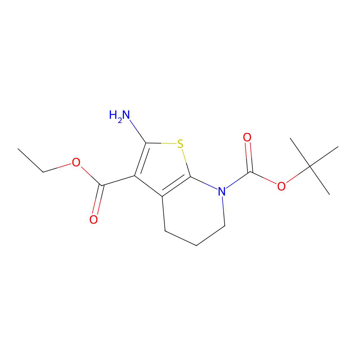 7-(tert-Butyl) 3-ethyl 2-amino-5,6-dihydrothieno[2,3-b]pyridine-3,7(4H)-dicarboxylate molecular structure, CAS 1101857-21-9
