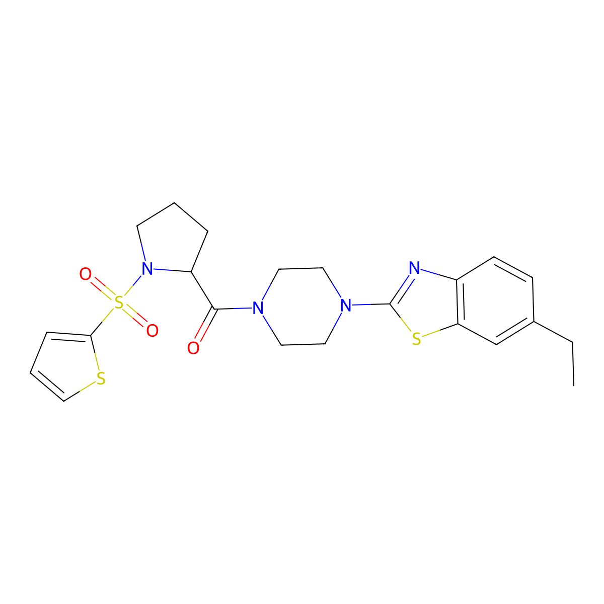 (4-(6-Ethylbenzo[d]thiazol-2-yl)piperazin-1-yl)(1-(thiophen-2-ylsulfonyl)pyrrolidin-2-yl)methanone molecular structure, CAS 1101877-48-8