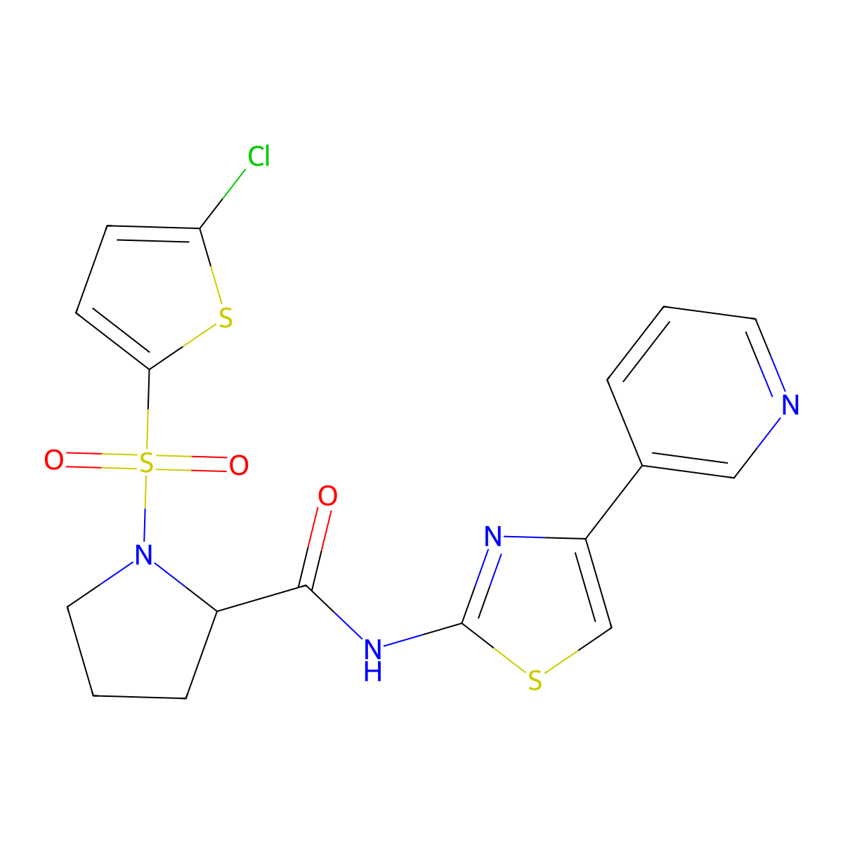 1-((5-chlorothiophen-2-yl)sulfonyl)-N-(4-(pyridin-3-yl)thiazol-2-yl)pyrrolidine-2-carboxamide molecular structure, CAS 1101878-91-4