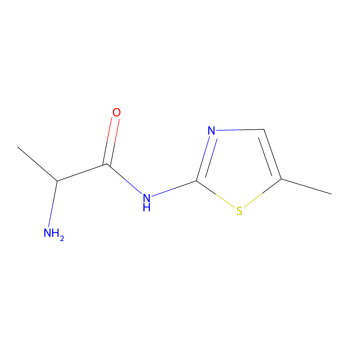 2-Amino-N-(5-methylthiazol-2-yl)propanamide molecular structure, CAS 1101905-25-2