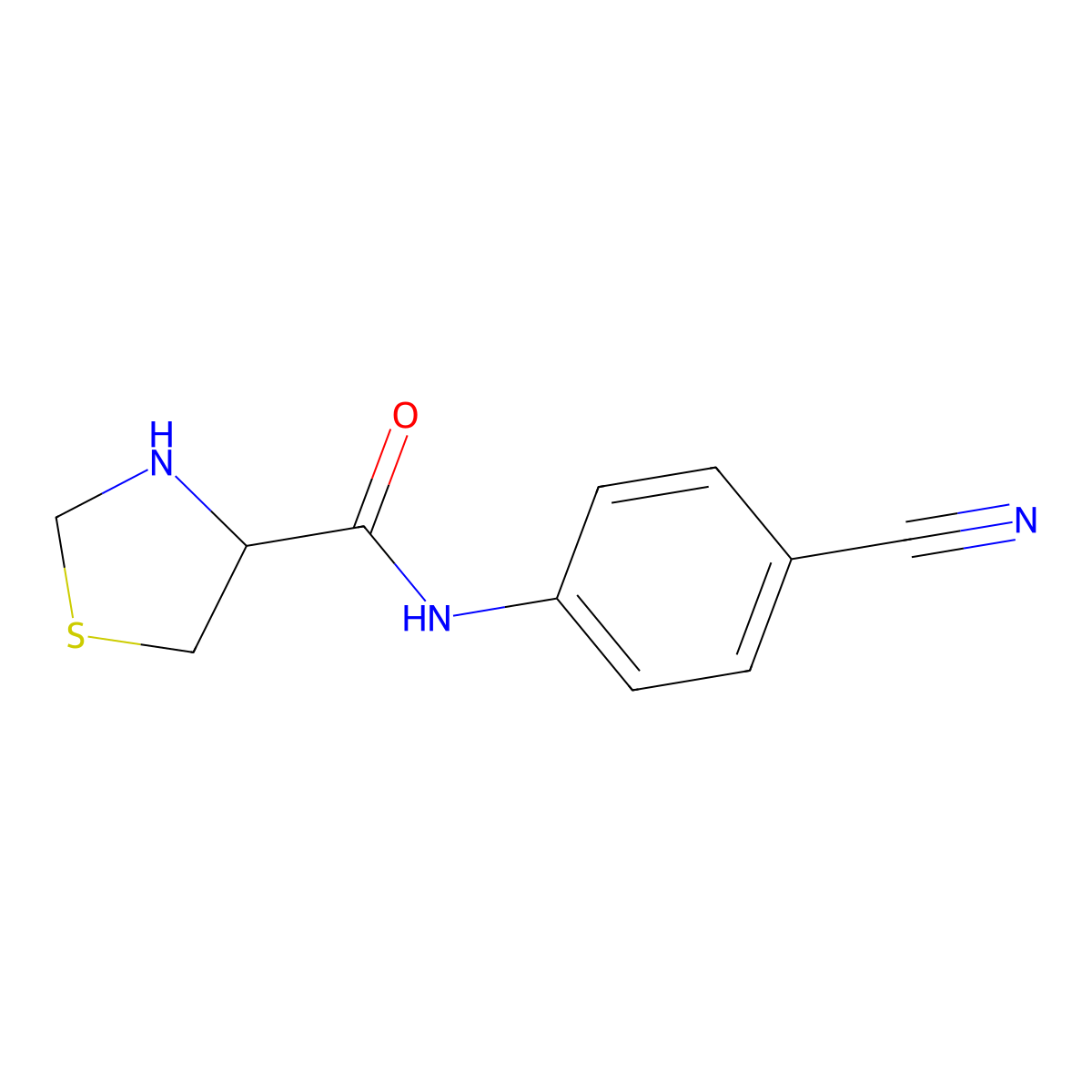 N-(4-cyanophenyl)-1,3-thiazolidine-4-carboxamide molecular structure, CAS 1101927-62-1