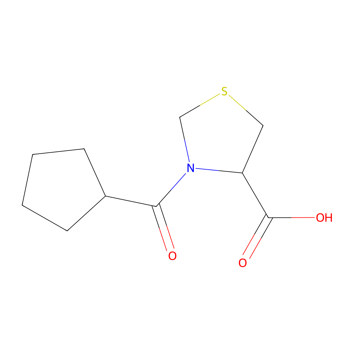 3-Cyclopentanecarbonyl-1,3-thiazolidine-4-carboxylic acid molecular structure, CAS 1101928-51-1