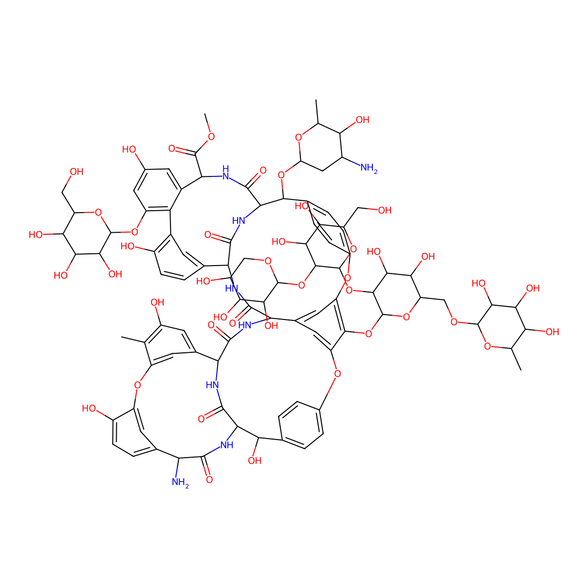 Ristocetin A molecular structure, CAS 11021-66-2