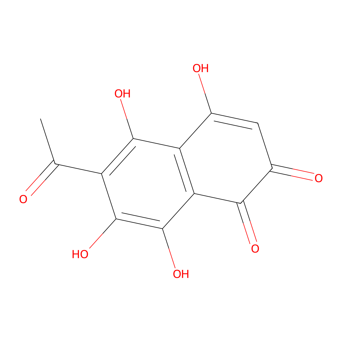 6-Acetyl-4,5,7,8-tetrahydroxynaphthalene-1,2-dione molecular structure, CAS 11022-26-7