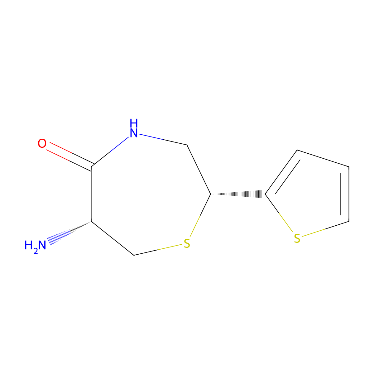 (2R,6R)-6-Amino-5-oxo-2-(2-thienyl)perhydro-1,4-thiazepine molecular structure, CAS 110221-27-7