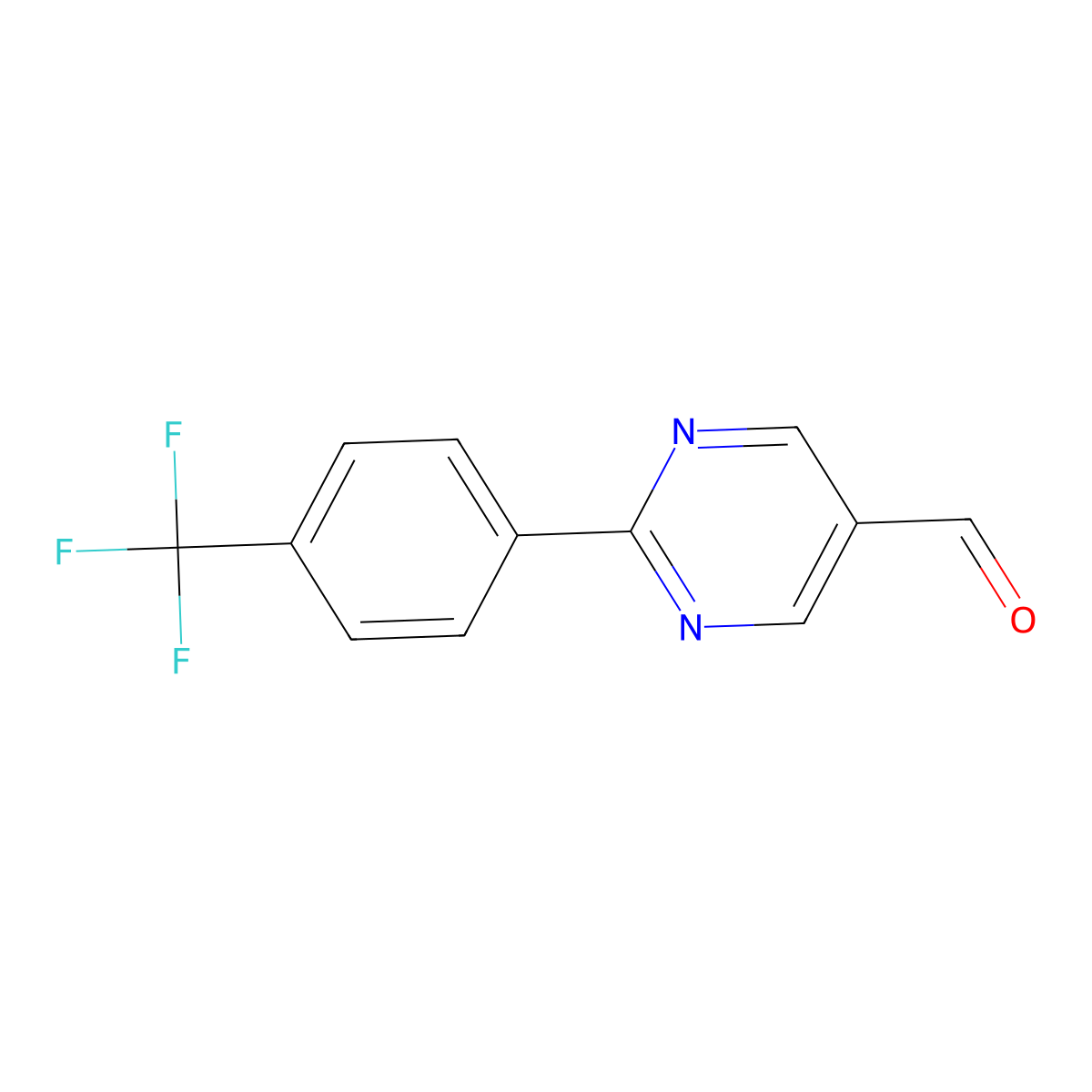 2-(4-Trifluoromethyl-phenyl)-pyrimidine-5-carbaldehyde molecular structure, CAS 1102229-83-3