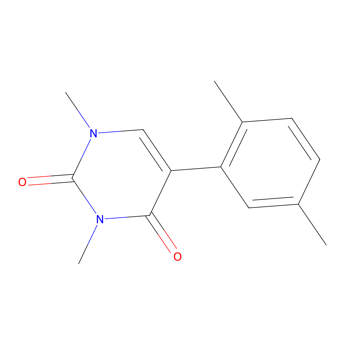 5-(2,5-Dimethylphenyl)-1,3-dimethylpyrimidine-2,4(1H,3H)-dione molecular structure, CAS 110225-42-8
