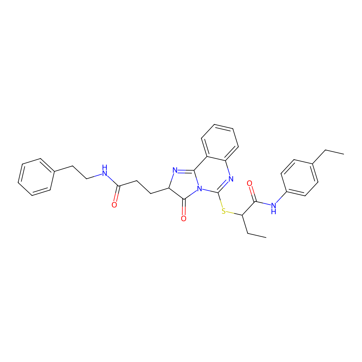 N-(4-ethylphenyl)-2-[(3-oxo-2-{2-[(2-phenylethyl)carbamoyl]ethyl}-2H,3H-imidazo[1,2-c]quinazolin-5-yl)sulfanyl]butanamide molecular structure, CAS 1102368-60-4