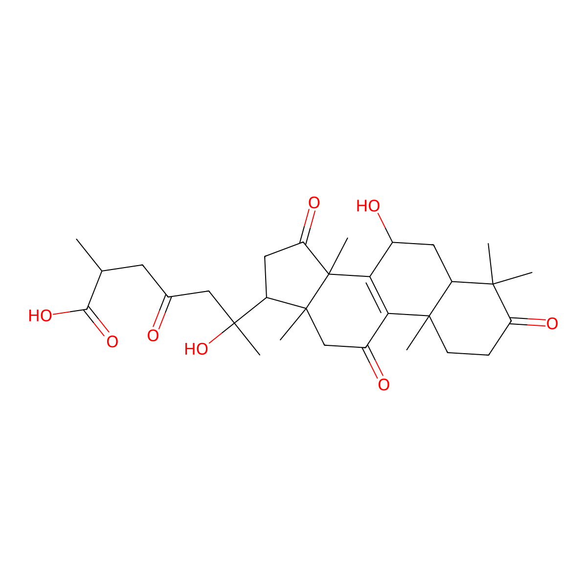 (7beta,20xi)-7,20-Dihydroxy-3,11,15,23-tetraoxolanost-8-en-26-oic acid molecular structure, CAS 110241-19-5
