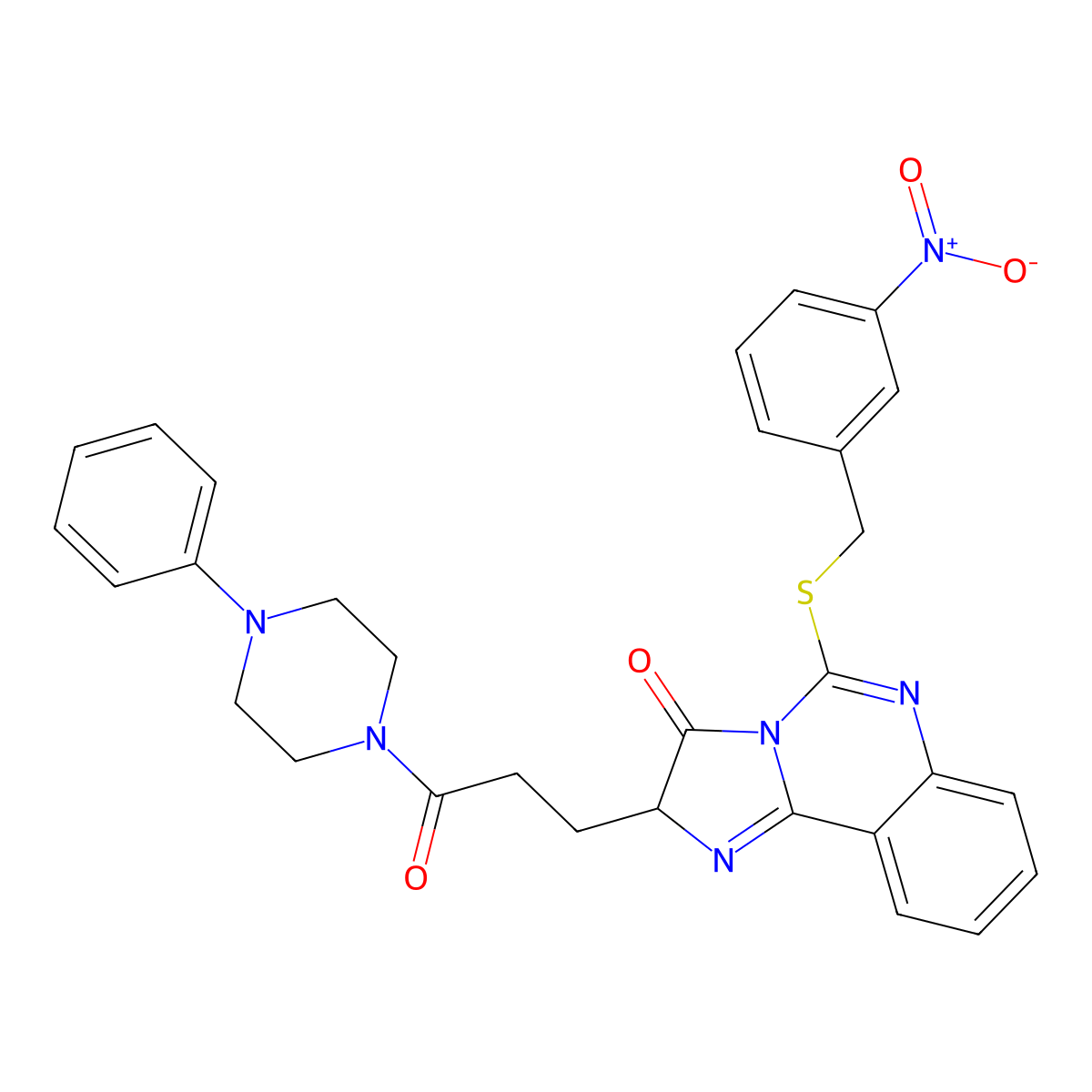 5-{[(3-nitrophenyl)methyl]sulfanyl}-2-[3-oxo-3-(4-phenylpiperazin-1-yl)propyl]-2H,3H-imidazo[1,2-c]quinazolin-3-one molecular structure, CAS 1102444-77-8