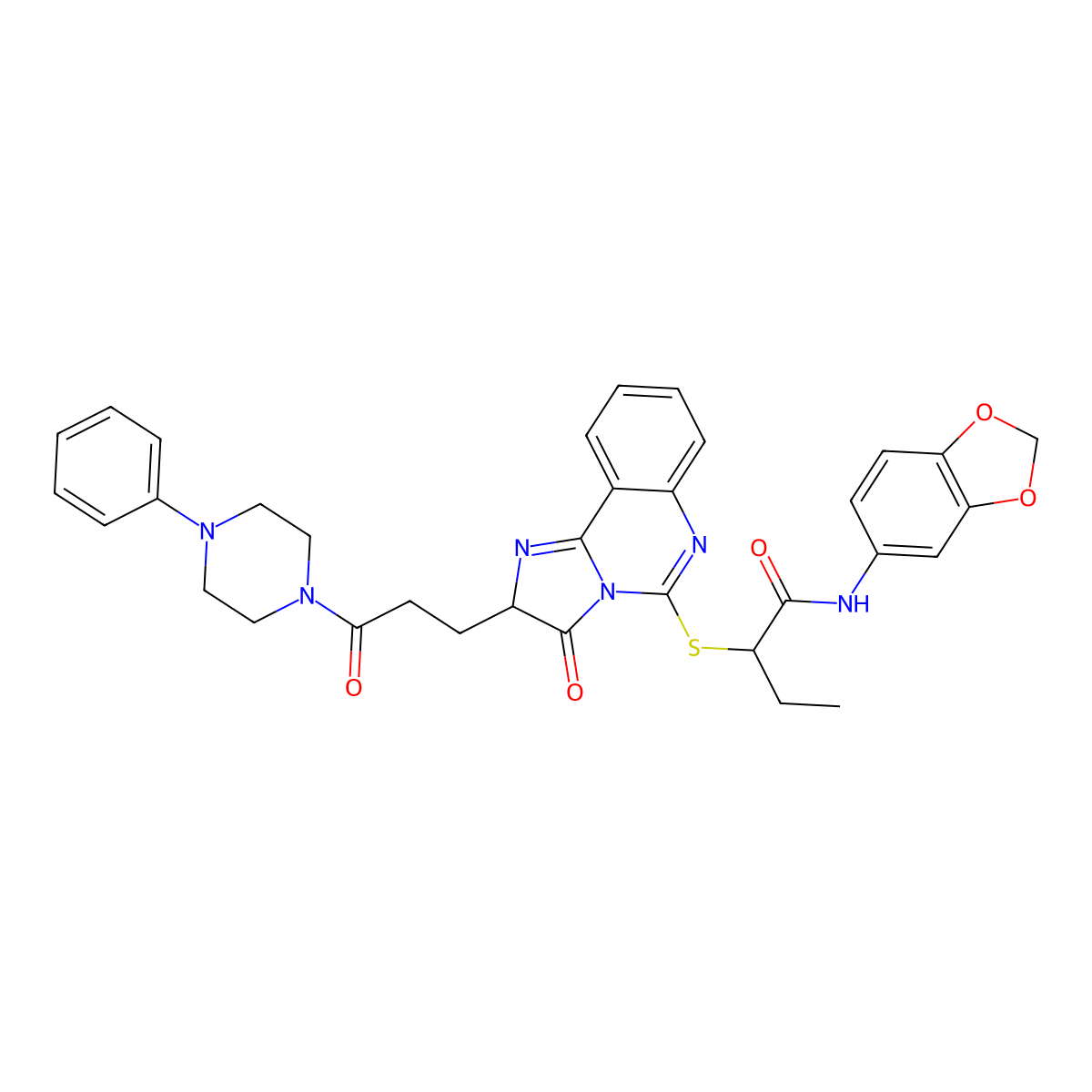 N-(2H-1,3-benzodioxol-5-yl)-2-({3-oxo-2-[3-oxo-3-(4-phenylpiperazin-1-yl)propyl]-2H,3H-imidazo[1,2-c]quinazolin-5-yl}sulfanyl)butanamide molecular structure, CAS 1102444-78-9