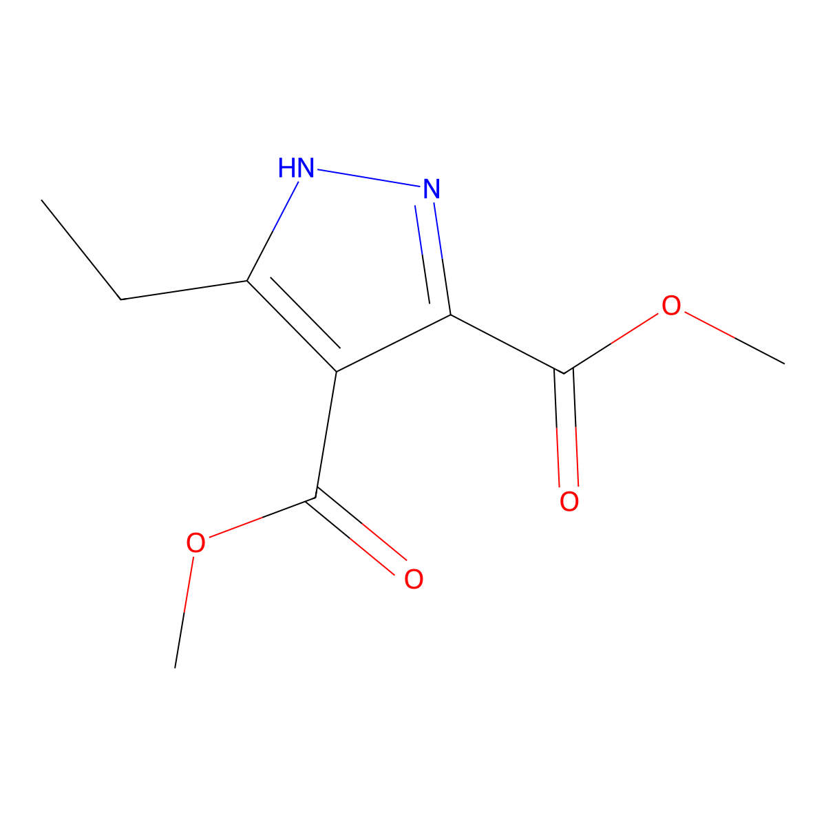 dimethyl 5-ethyl-1H-pyrazole-3,4-dicarboxylate molecular structure, CAS 110251-69-9