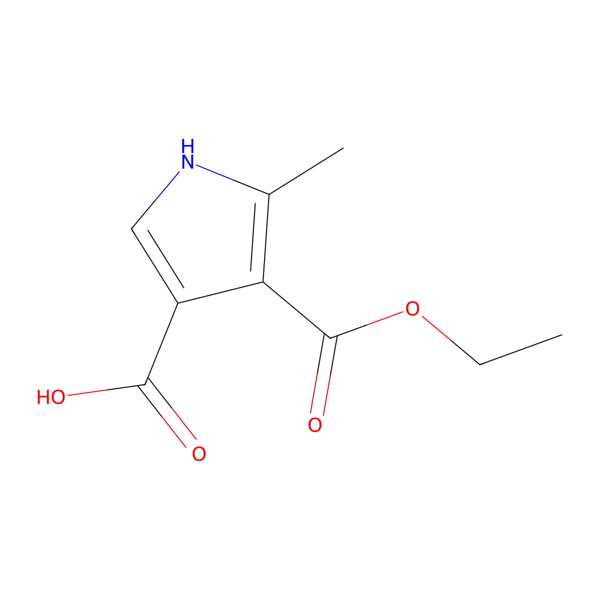4-(ethoxycarbonyl)-5-methyl-1H-pyrrole-3-carboxylic acid molecular structure, CAS 110252-56-7