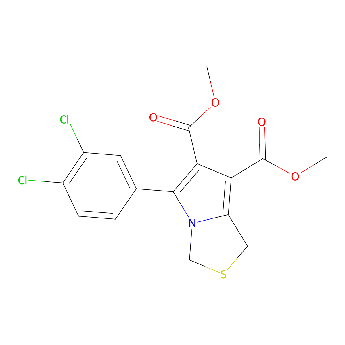 dimethyl 5-(3,4-dichlorophenyl)-1H-pyrrolo[1,2-c][1,3]thiazole-6,7-dicarboxylate molecular structure, CAS 110271-25-5