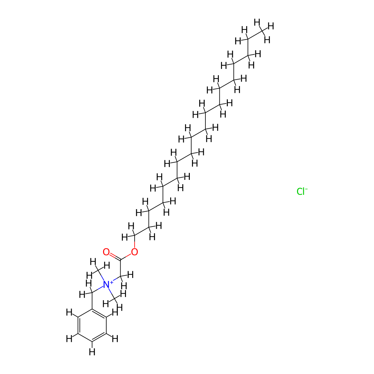 Octadecyl 2-[dimethylbenzylamino]acetate, chloride molecular structure, CAS 110282-49-0