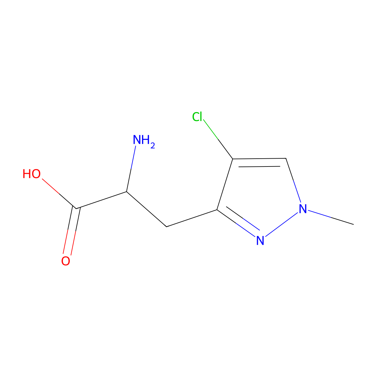2-amino-3-(4-chloro-1-methyl-1H-pyrazol-3-yl)propanoic acid molecular structure, CAS 1102837-02-4
